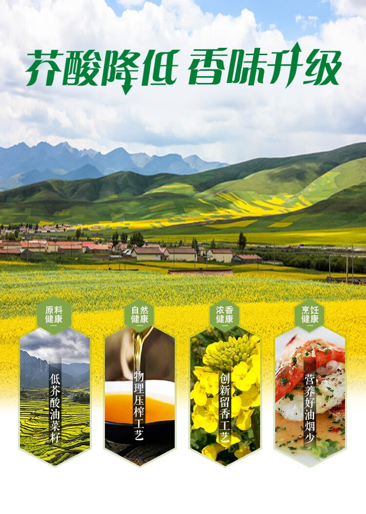 鲁花 粮油食用油 低芥酸浓香菜籽油1.6L