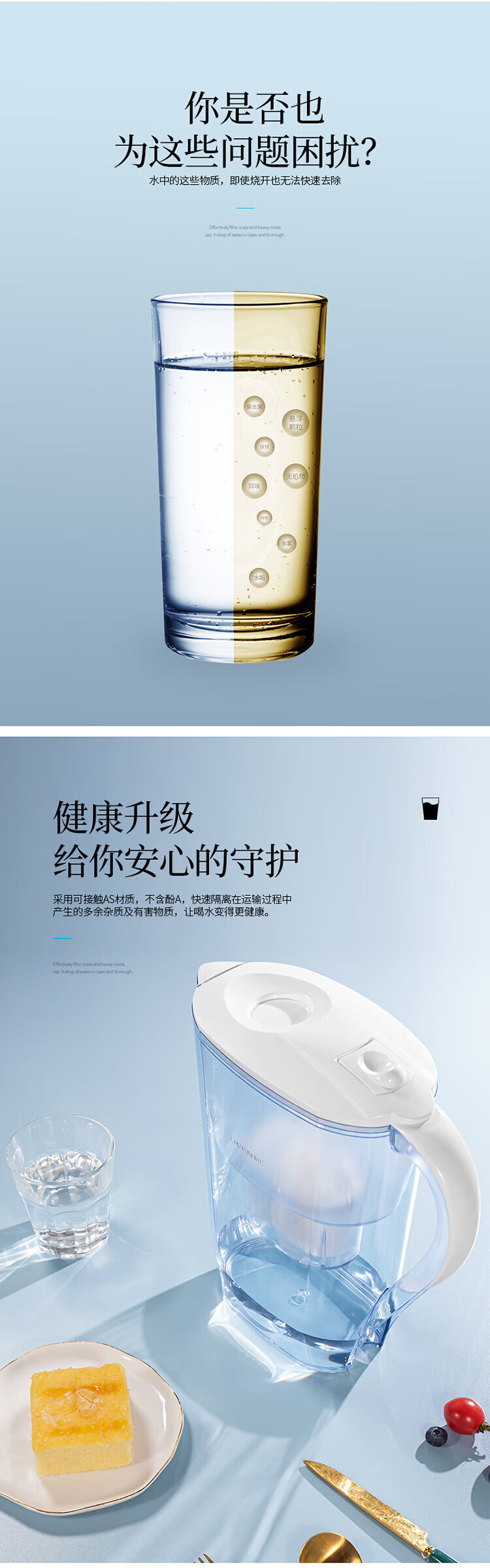 利仁（Liven）净水器家用过滤净水壶厨房自来水过滤器便携式滤水壶带屏显 【升级款】JSH25-02
