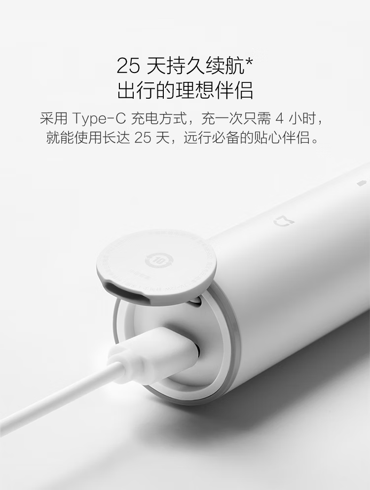 小米电动牙刷 小米电动牙刷T300 情人节礼物送男/女朋友 声波振动 高效清洁 美国杜邦软毛刷头