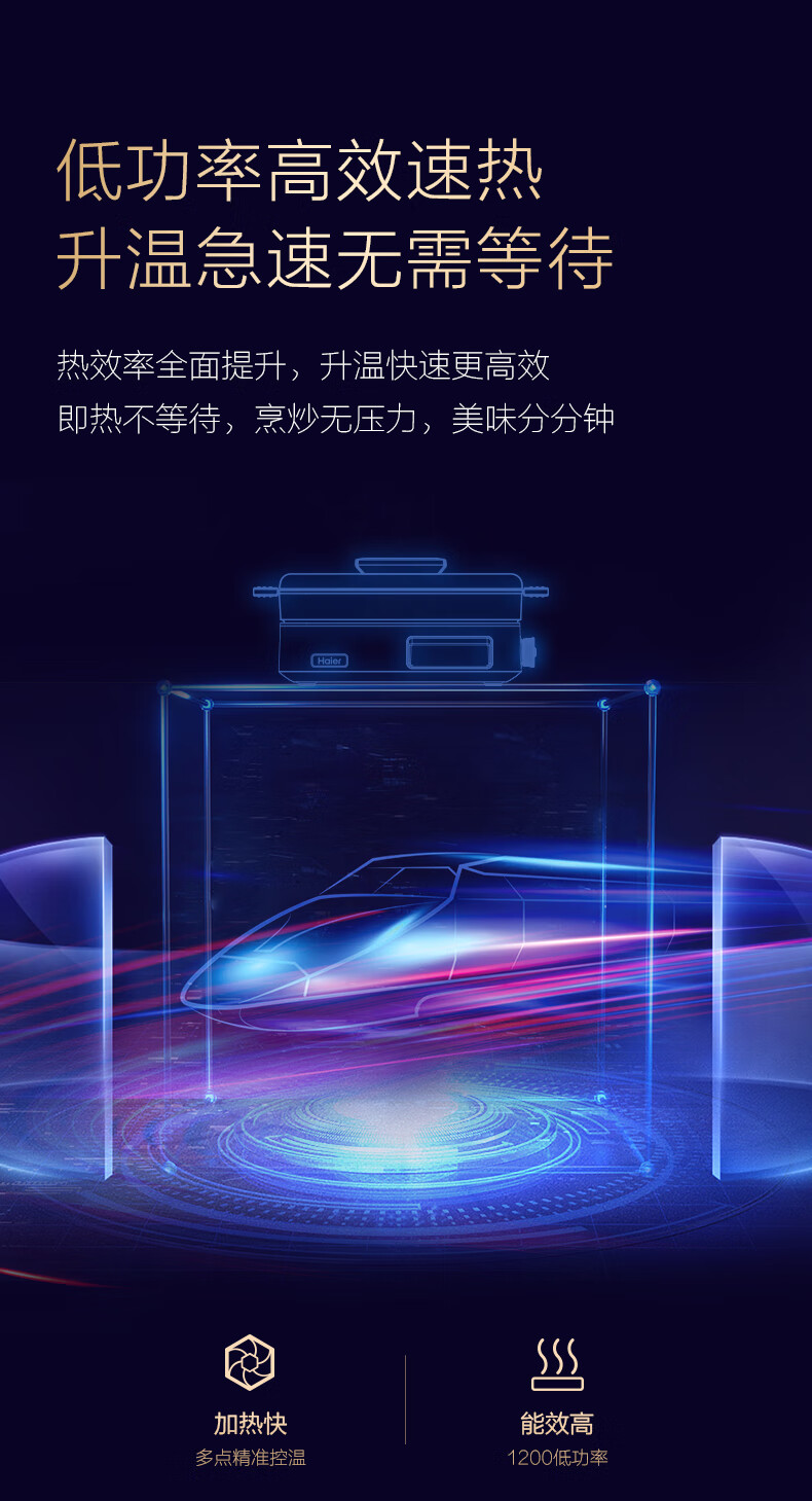 海尔（Haier）法式智慧多功能分子料理锅 多用途锅 烤肉锅 家用电火锅电炒锅 分体式可拆洗远红外加热HCP-F1P