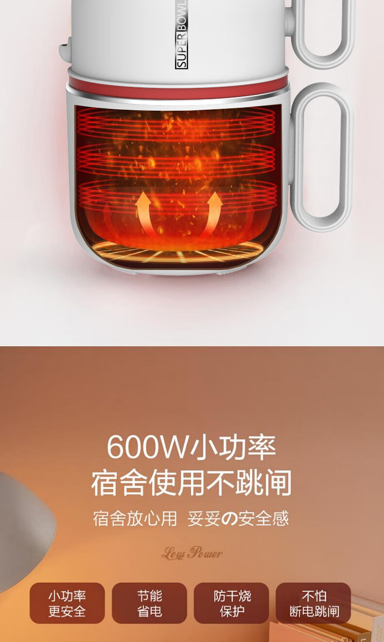 澳柯玛（AUCMA）电煮锅 多功能通用分体式 家庭宿舍自带碗 电热火锅 小型蒸煮炒一体 AKZZ-13T