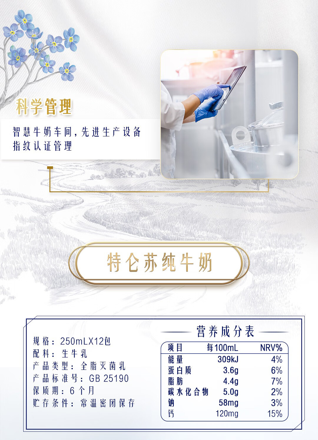 蒙牛 纯牛奶 营养早餐特仑苏 250ml*12