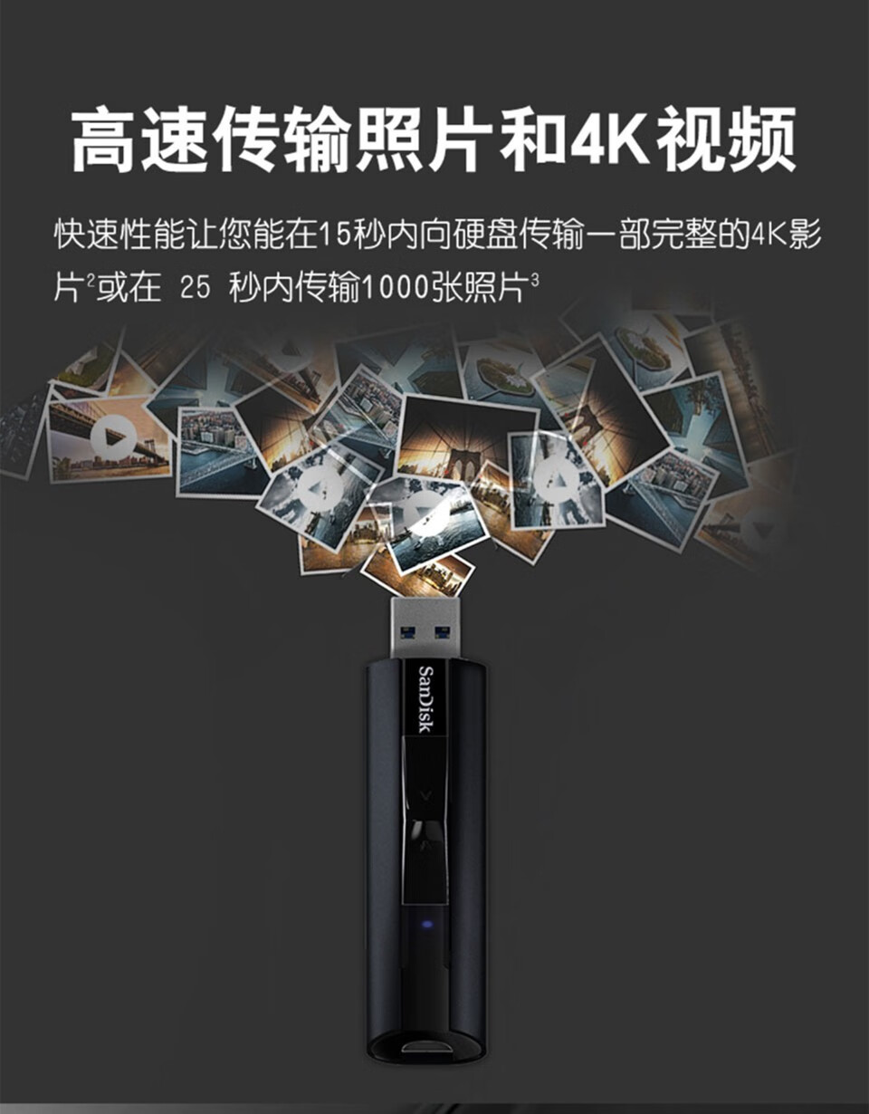 闪迪（SanDisk）固态级U盘 套装 CZ880闪存盘商务办公加密 至尊超极速 128G 读速420M/S 写入380M/S