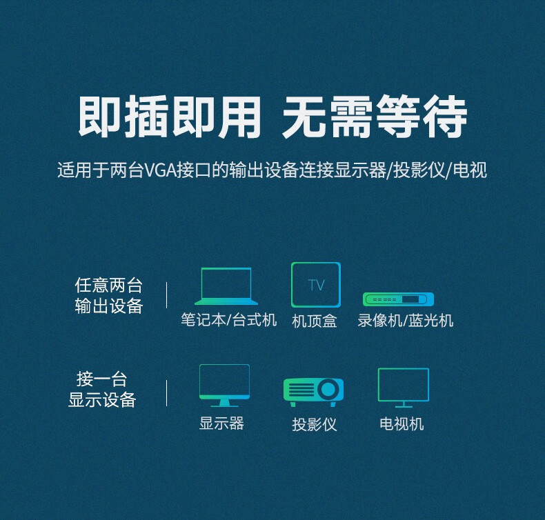 绿联（UGREEN）MM126 VGA切换器2进1出 视频切屏器二进一出分配器  接显示器VGA口共享屏幕 2进1出 30711