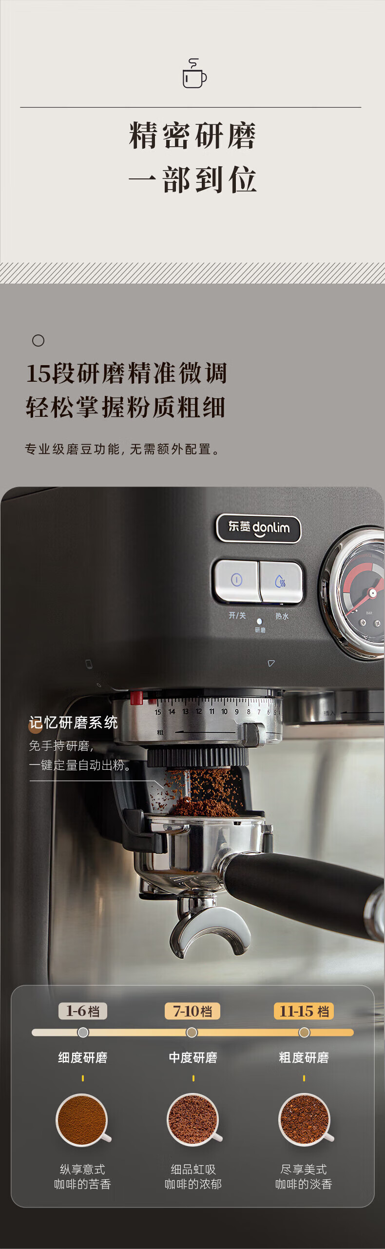 DonLim咖啡机 咖啡机家用  意式半自动 双锅炉双水泵 研磨一体 蒸汽打奶泡 DL-5700D