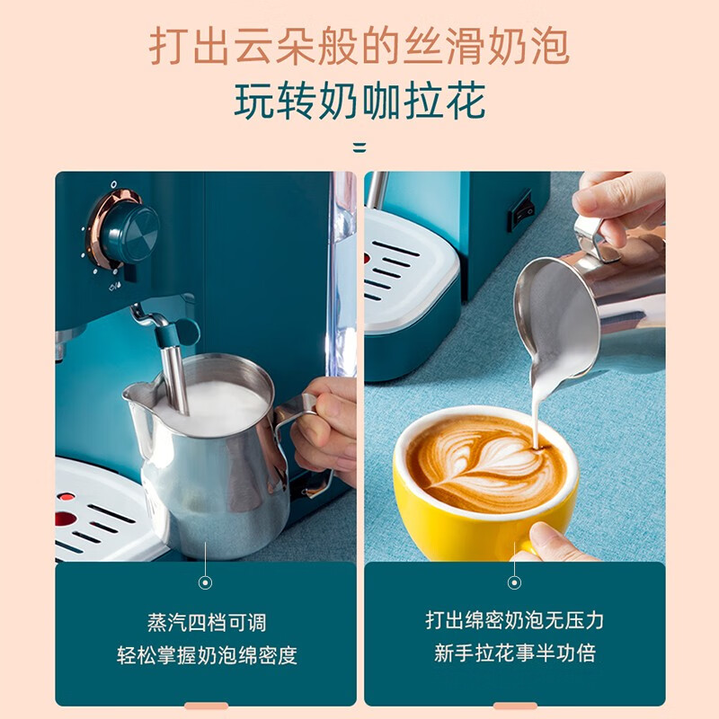 DonLim咖啡机 意式浓缩 家用半自动 20bar高压萃取 温度可视 蒸汽打奶泡 DL-KF5400
