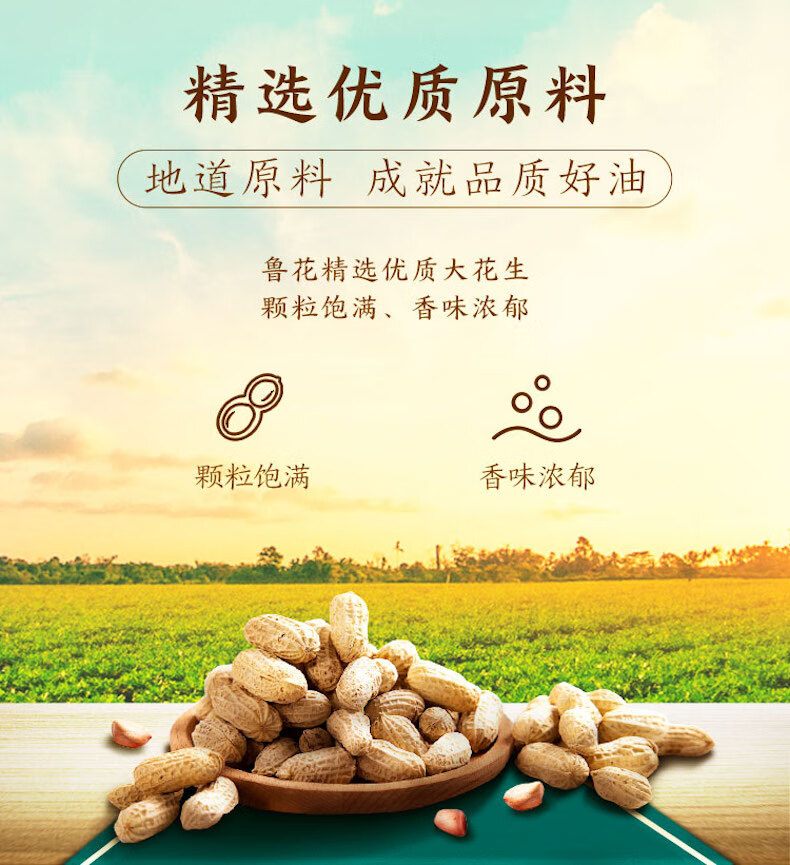 鲁花 食用油 家庭烹饪油 5S压榨一级花生油4L