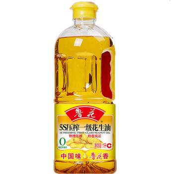 鲁花 食用油 家庭炒菜烹饪油 5S压榨一级花生油1L*2