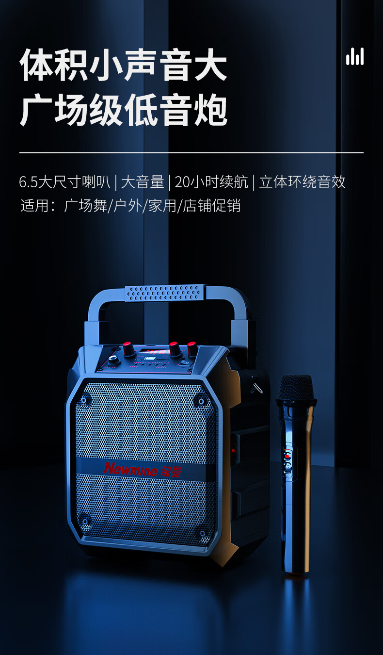 纽曼（Newsmy） K98广场舞音响蓝牙音箱超大功率低音炮带无线麦克风摆摊喇叭 K98旗舰版【双麦克风+遥控器】