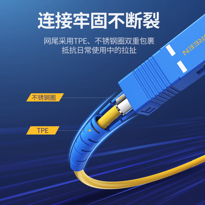 绿联（UGREEN）LC-ST OS2单模双芯芯光纤跳线3米 适用电信网络级宽带 NW222/80246