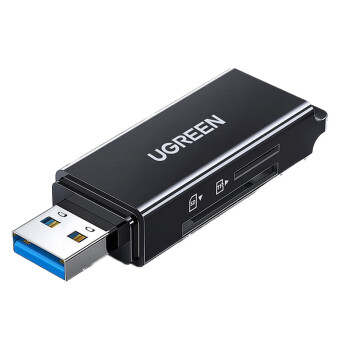 绿联（UGREEN）CM104 USB3.0高速读卡器 多功能SD/TF二合一读卡器 支持单反相机 黑色40752