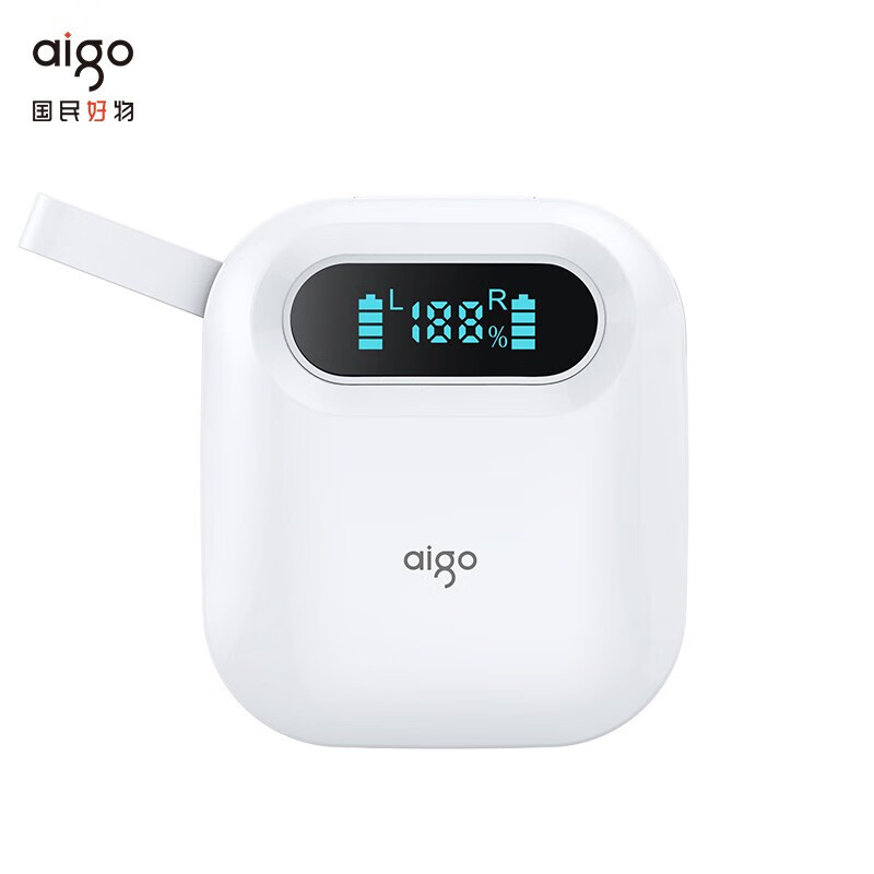 aigo T23真无线蓝牙耳机 半入耳式触控 屏显电量 苹果华为小米oppo手机电脑通用 白色 BAL-AL60?