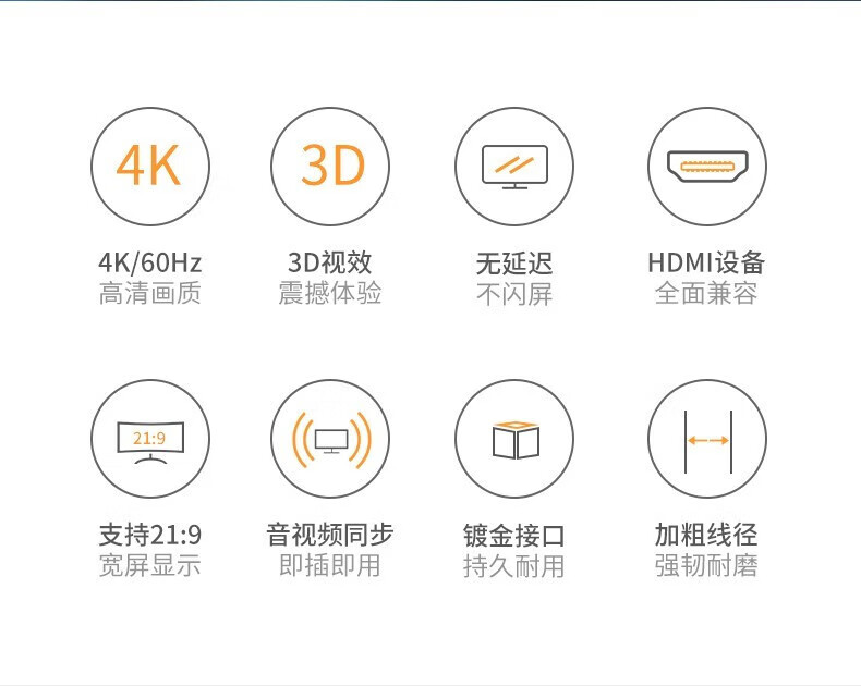 绿联（UGREEN）HD101 HDMI线 长线工程级 4K数字高清线3D视频线 绿黑头 圆线 8米40465