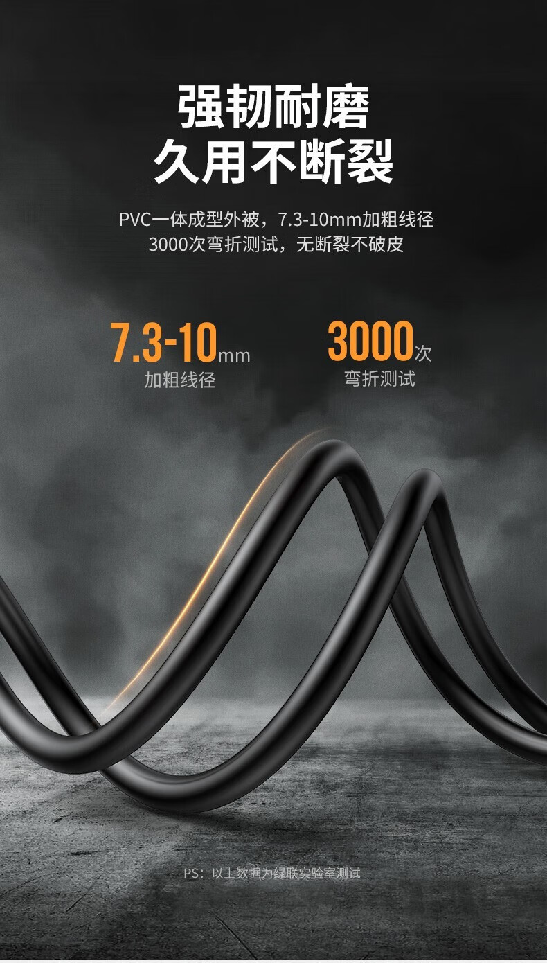绿联（UGREEN）HD101 HDMI线 长线工程级 4K数字高清线3D视频线 绿黑头 圆线 8米40465
