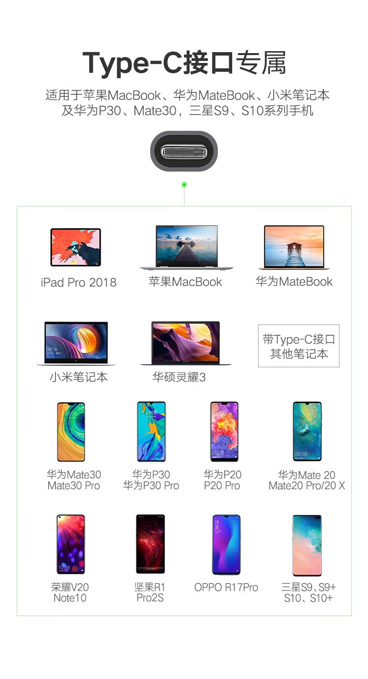 绿联（UGREEN）Type-c转HDMI转换器接电视投影仪 白色 Type-c转hdmi线1米 60824