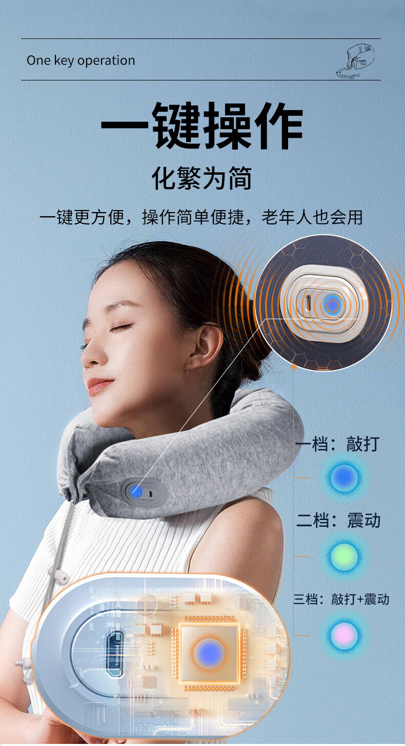 和正（HEZHENG）颈椎按摩器颈部按摩仪按摩器记忆棉枕慢回便携U型枕 肩颈按摩器揉捏家用便携收纳HZ-RMZ-1