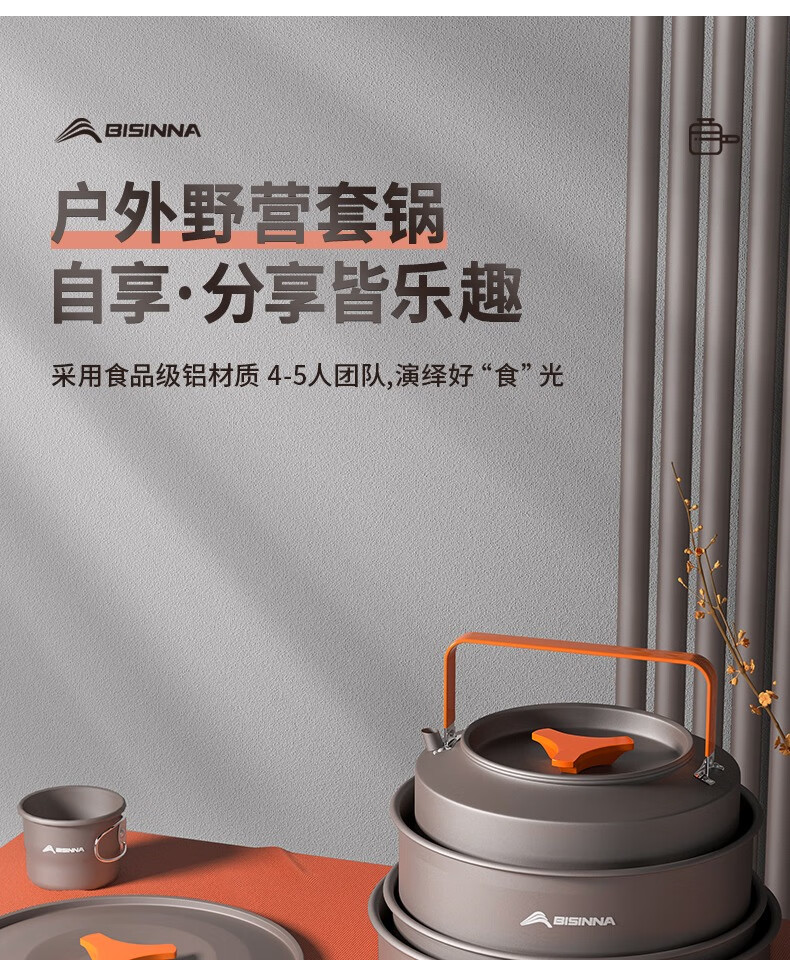 北山狼（BSWolf）户外套锅露营炊具烧水壶卡式炉便携套野餐装备用品 1.7L
