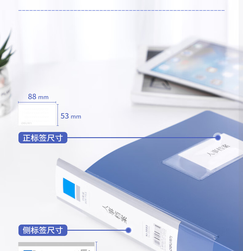 得力(deli) 55mmA4塑料文件盒 档案盒 加厚资料盒 财务凭证考试收纳 6个装 5683