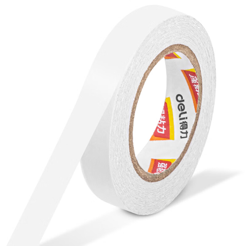 得力(deli) 小卷芯棉纸双面胶带 12mm*10y*80um 白色 1卷/袋 8袋装 30435