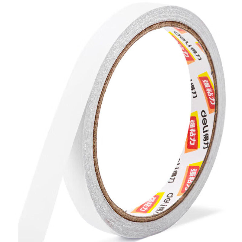 得力(deli) 高粘性双面胶带 双面棉纸胶带 18mm*10y*80um 白 1卷/袋 5袋装 30406