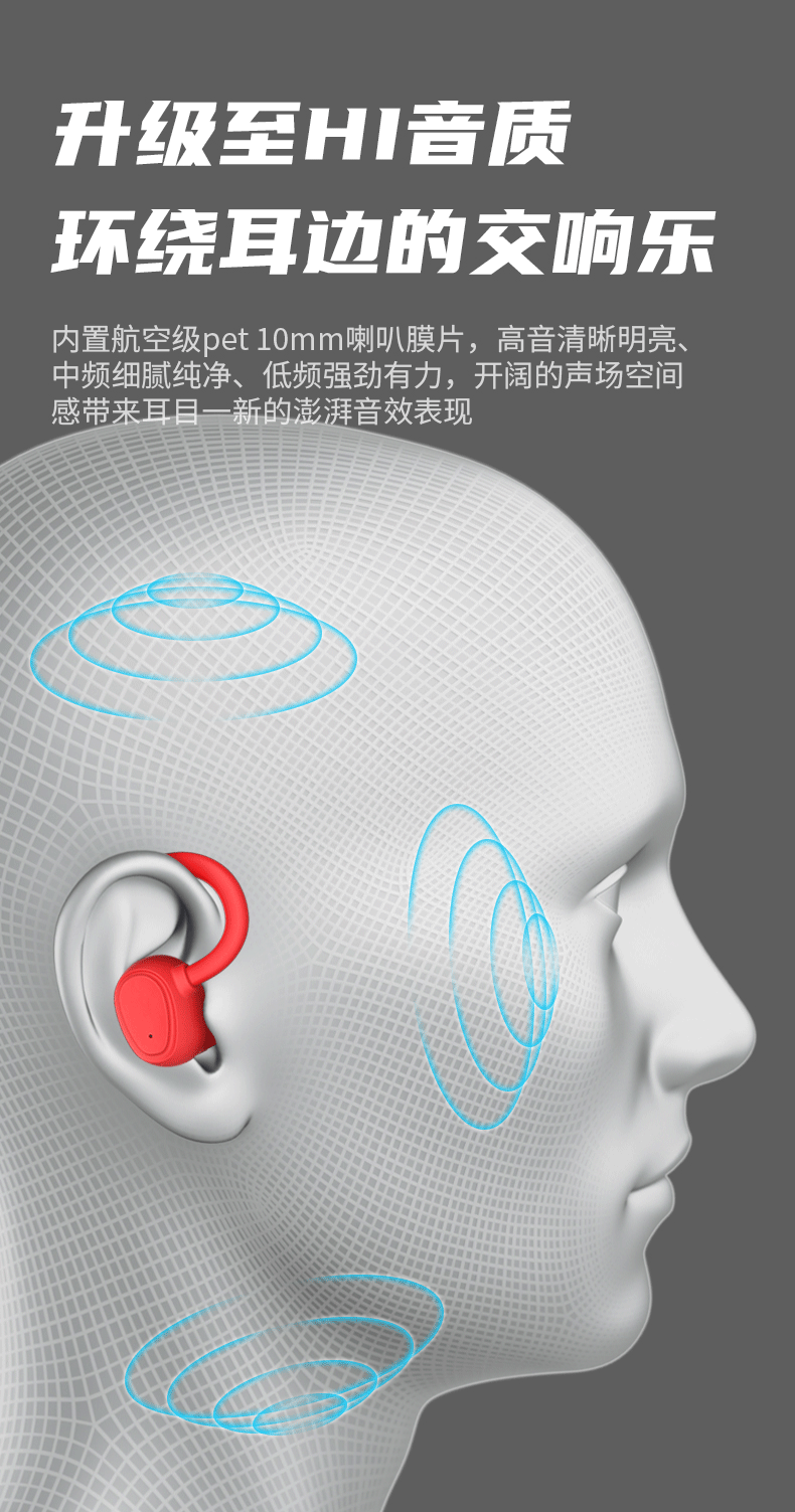 Newsmy  纽曼 蓝牙耳机 Q5 真无线TWS 挂耳式 音乐运动跑步耳麦 通话降噪耳机 超长待机续航 白色