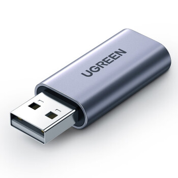 绿联（UGREEN）CM383 USB外置声卡 转3.5mm转换器耳机麦克风二合一转接线独立声卡免驱 深空灰80864