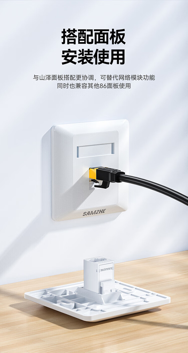 山泽(SAMZHE) 六类RJ45网络直通模块 母对母 网线延长 网线对接头双通头网络直通头模块 WAN-08