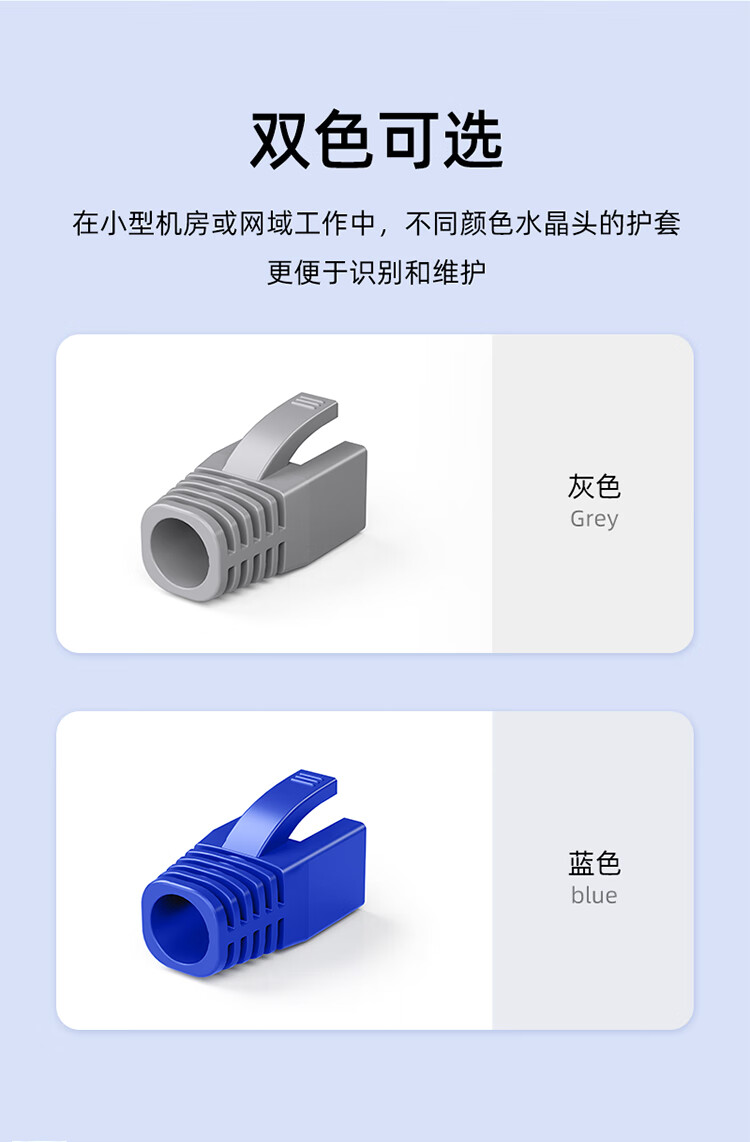 山泽(SAMZHE) 水晶头保护套 内径8.5mm 50个装 七类7类网线RJ45网络护套 蓝色 HT701