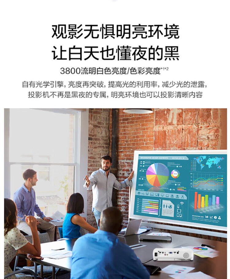 爱普生(EPSON) 投影仪 投影机 高清办公便携投影 (标清XGA 3800流明 支持快速开关机) CB-X51