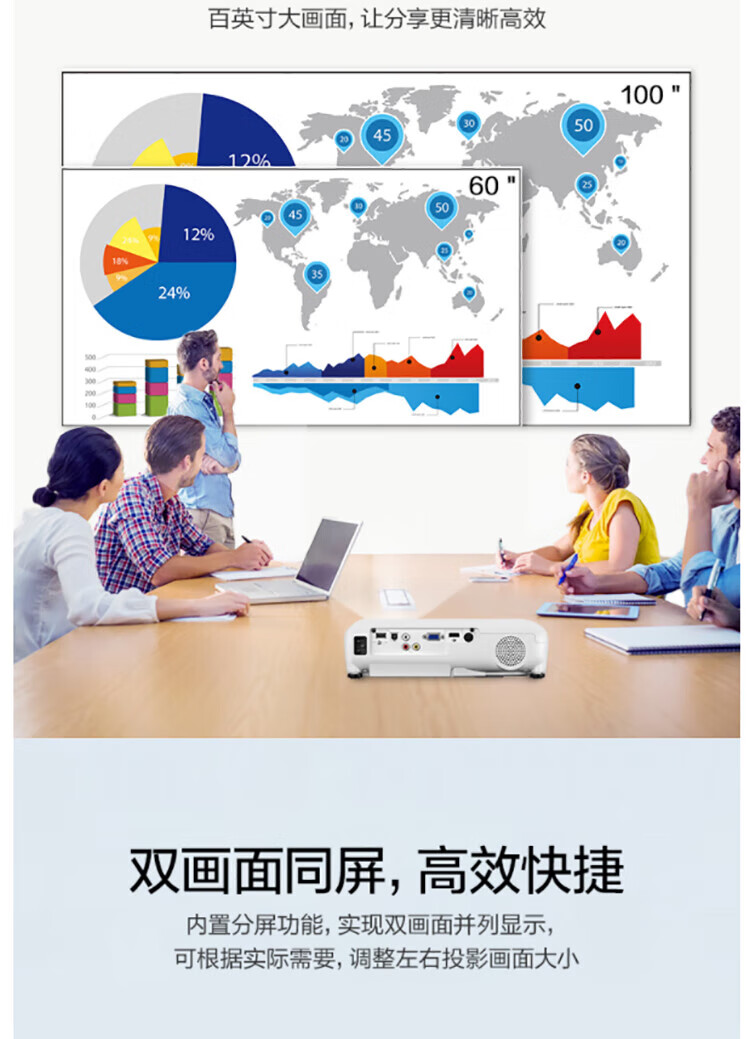 爱普生(EPSON) 投影仪 投影机 高清办公便携投影 (标清XGA 3800流明 支持快速开关机) CB-X51