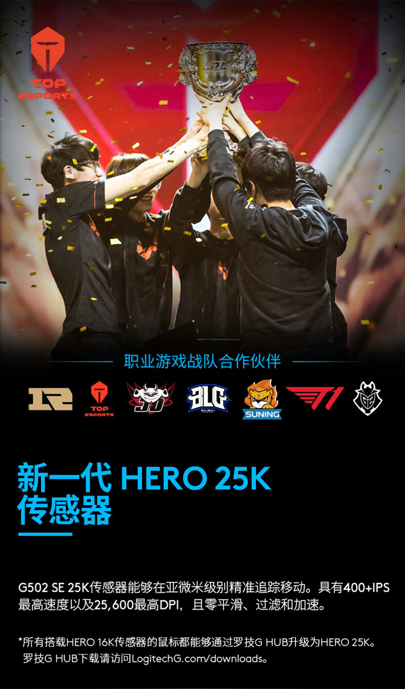 罗技（Logitech） G502HERO熊猫限定版游戏鼠标有线电竞机械电脑RGB可配重 SE吃鸡FPS
