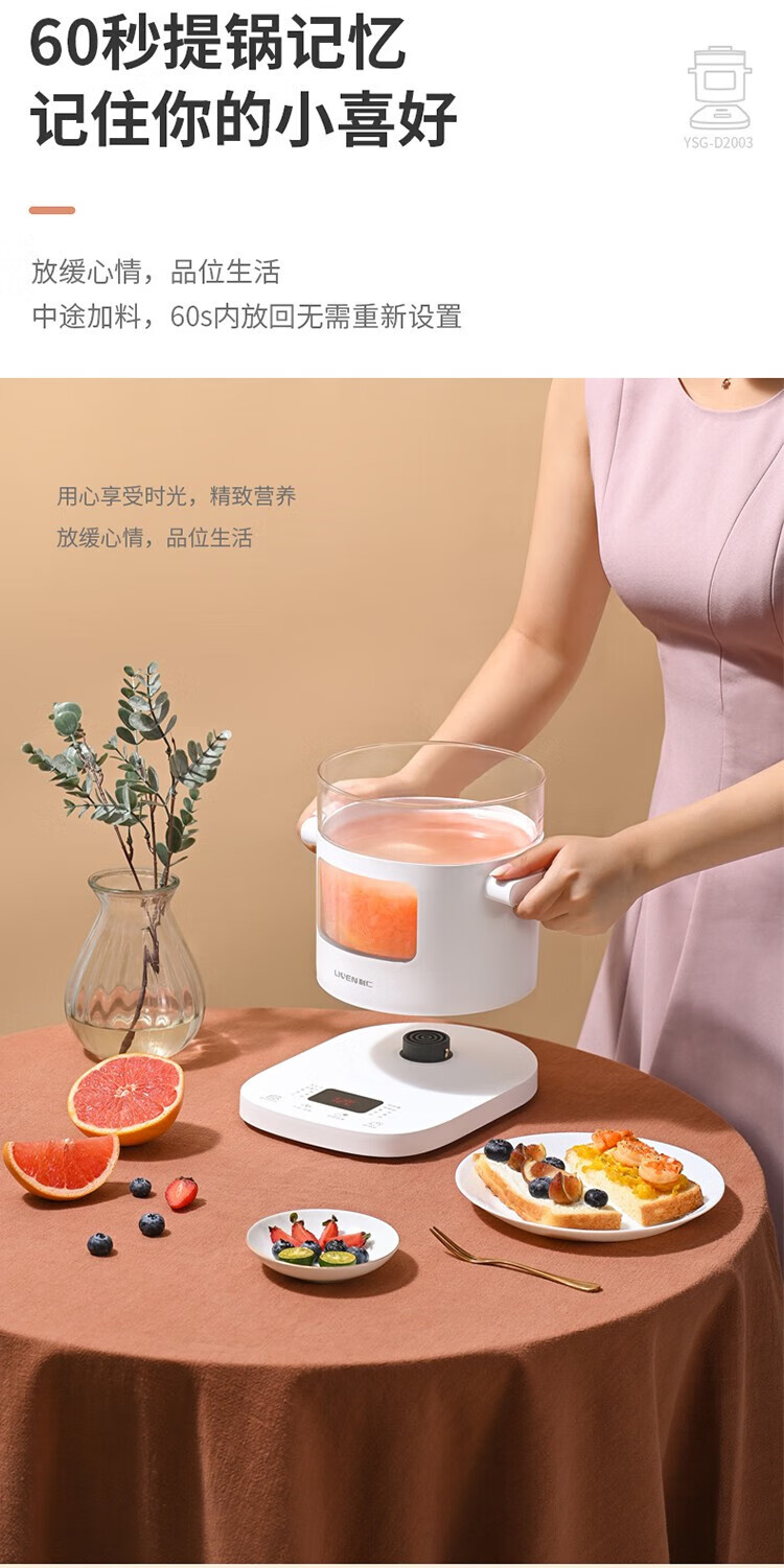 利仁（Liven）养生壶 电炖锅 电火锅 燕窝炖盅 电煮锅 婴儿煮粥锅熬粥YSG-D2003
