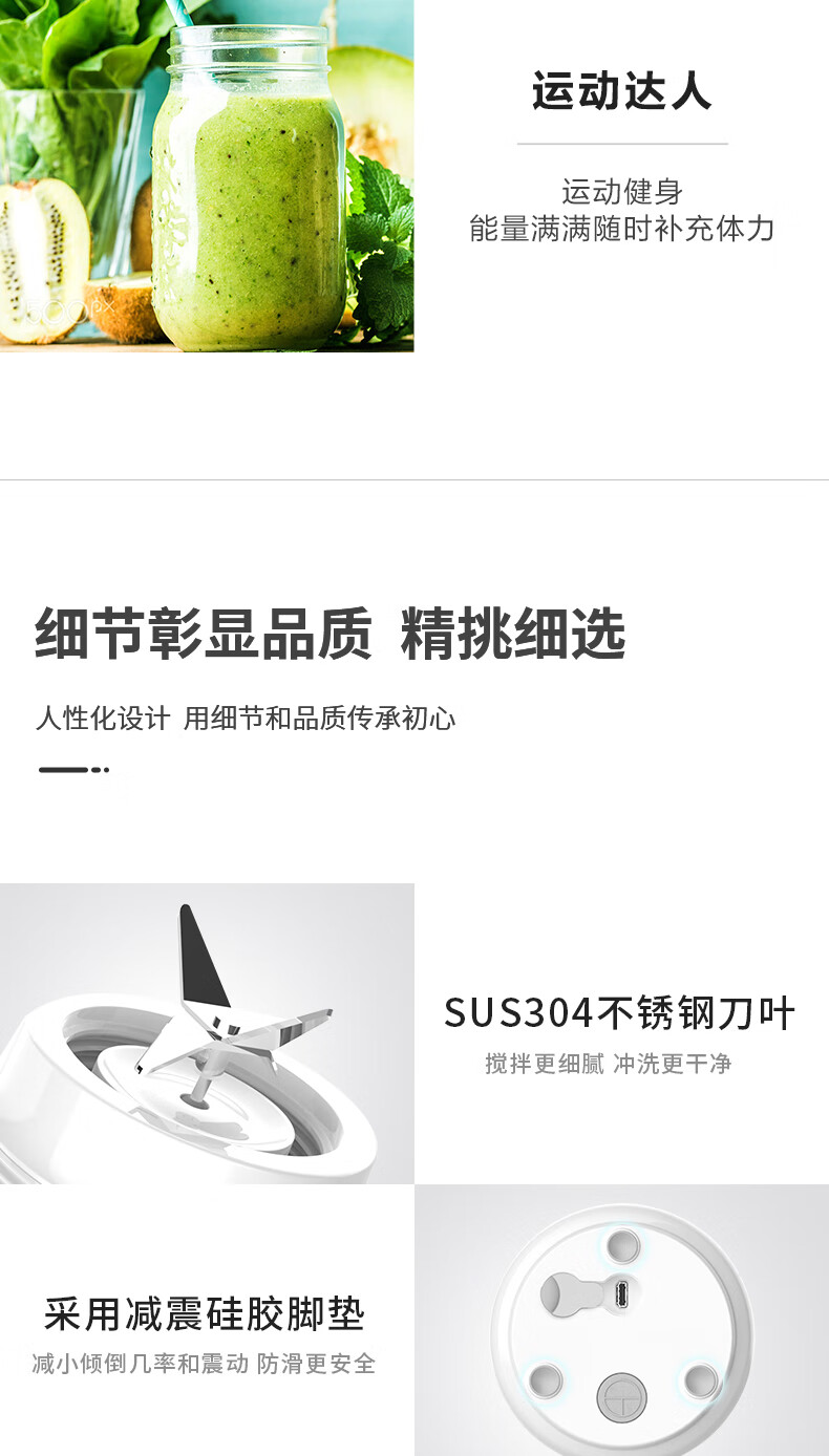 海尔（Haier）多功能便携式小型榨汁机果蔬料理机搅拌机 HBP-Z201