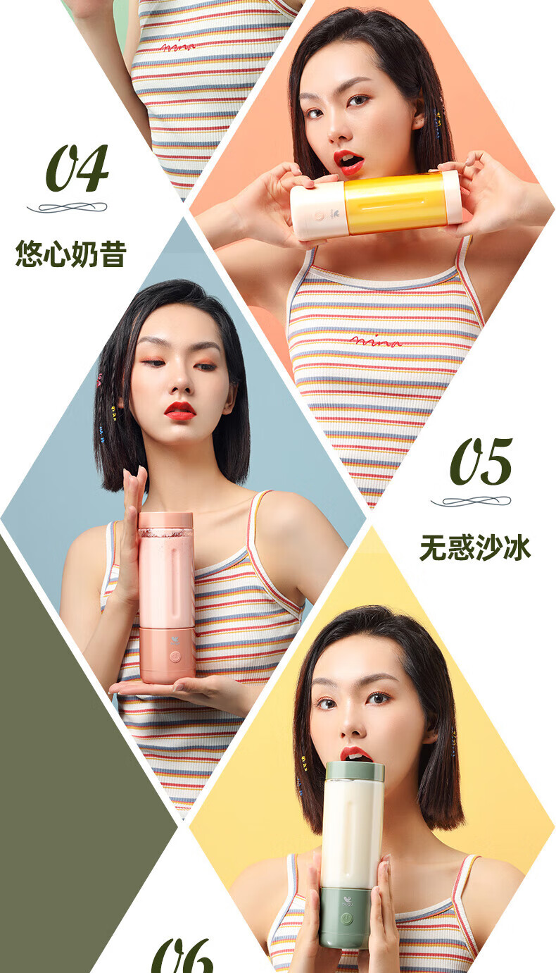 Midea美的布谷榨汁机BG-JS2HYUNDAI便携家用多功能小型榨汁杯学生网红 HYUNDAI 润玉白 标配版