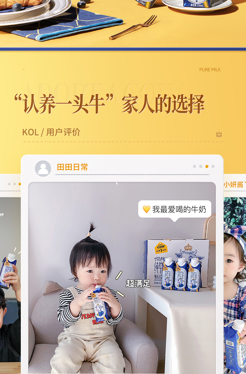 认养一头牛 A2β-酪蛋白高端纯牛奶250ml * 10盒