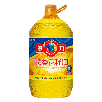 多力 葵花籽油黄金3益葵花籽油5L 科学压榨一级 葵花籽油