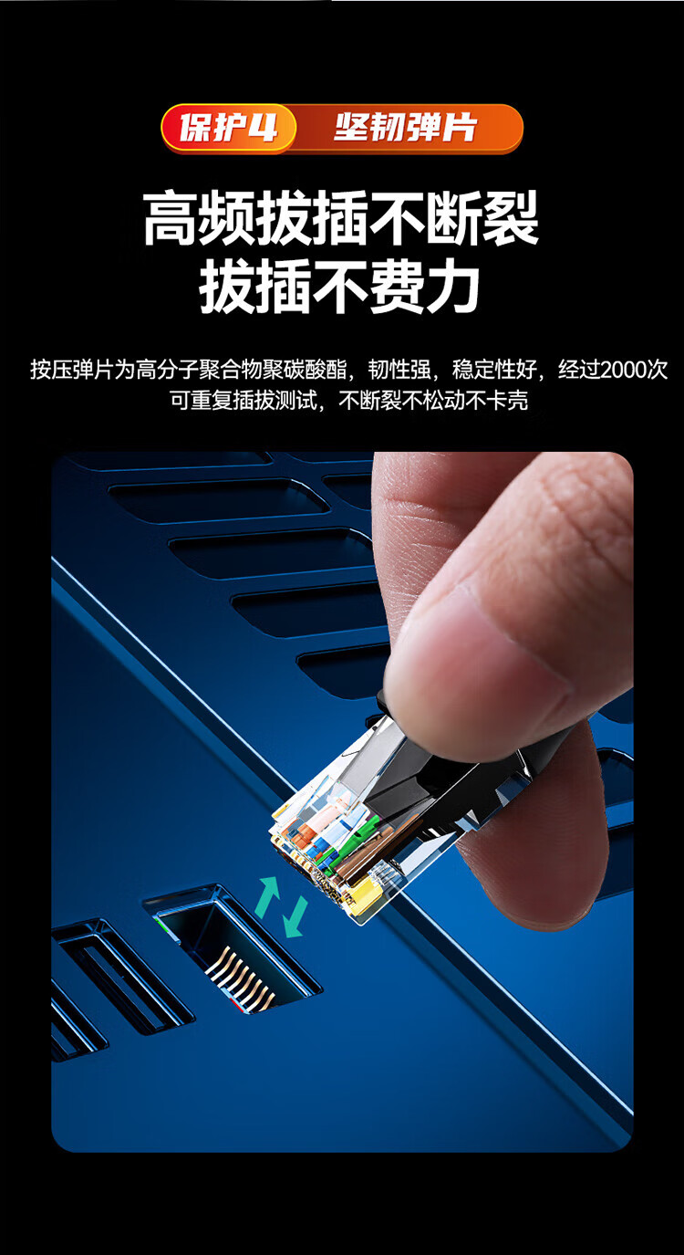 山泽(SAMZHE)六类网线 CAT6类千兆极速8芯双绞 工程家用宽带监控电脑网络成品跳线 黑色 WD6015 1.5米 两条装