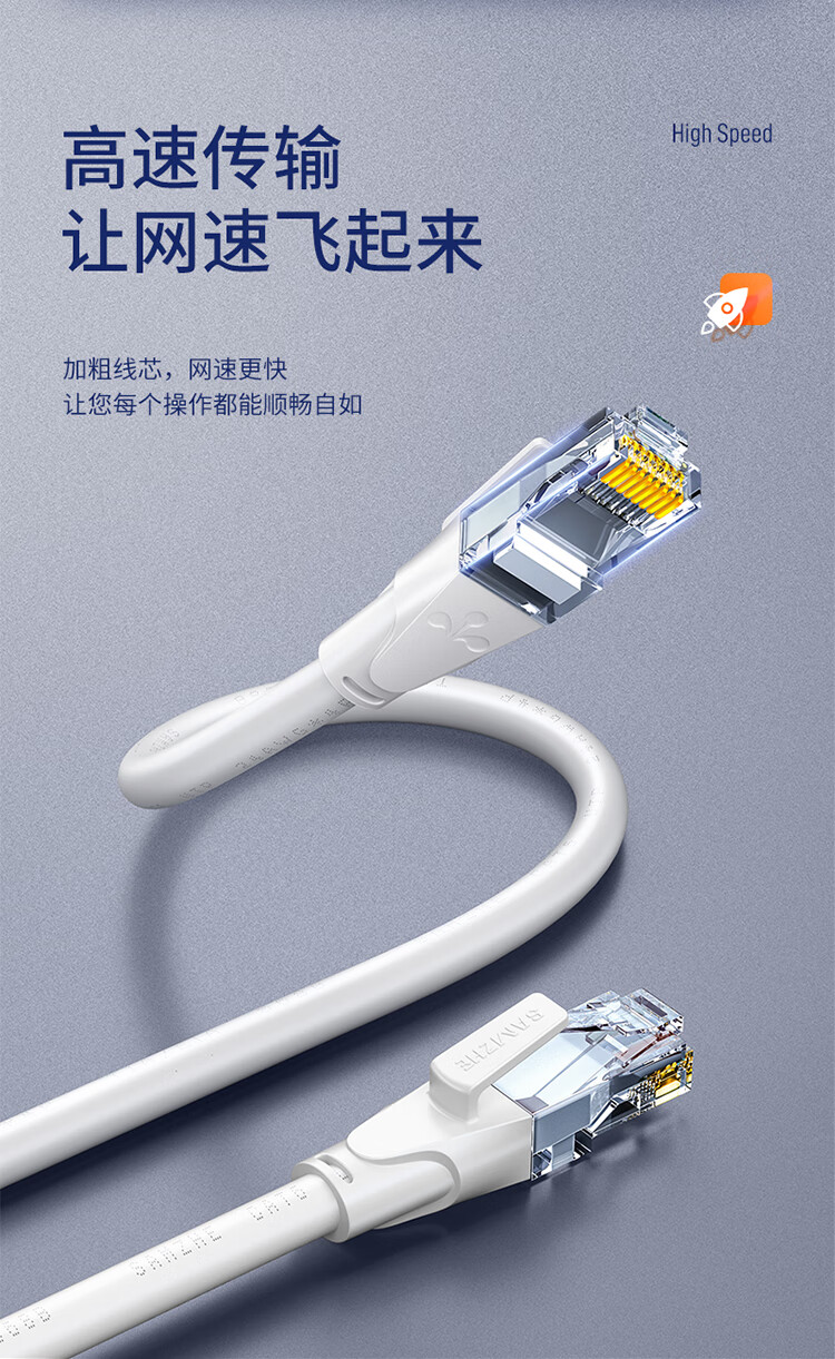 山泽(SAMZHE)六类网线 CAT6类千兆极速8芯双绞 工程家用宽带监控电脑网络成品跳线 白色 BWD6015 1.5米