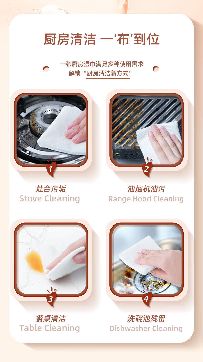 心相印厨房湿巾大包吸水吸油可替代抹布40片*3包装