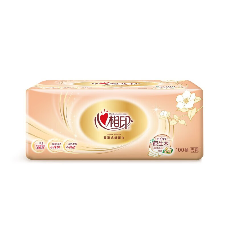 心相印金装经典系列100抽3层塑装纸面巾 8包/提 DT55100