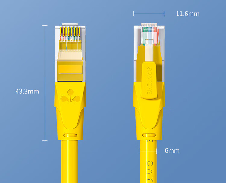 山泽(SAMZHE)六类网线 CAT6类千兆极速8芯双绞 工程家用宽带监控电脑网络成品跳线 黄色 YWD6030 3米