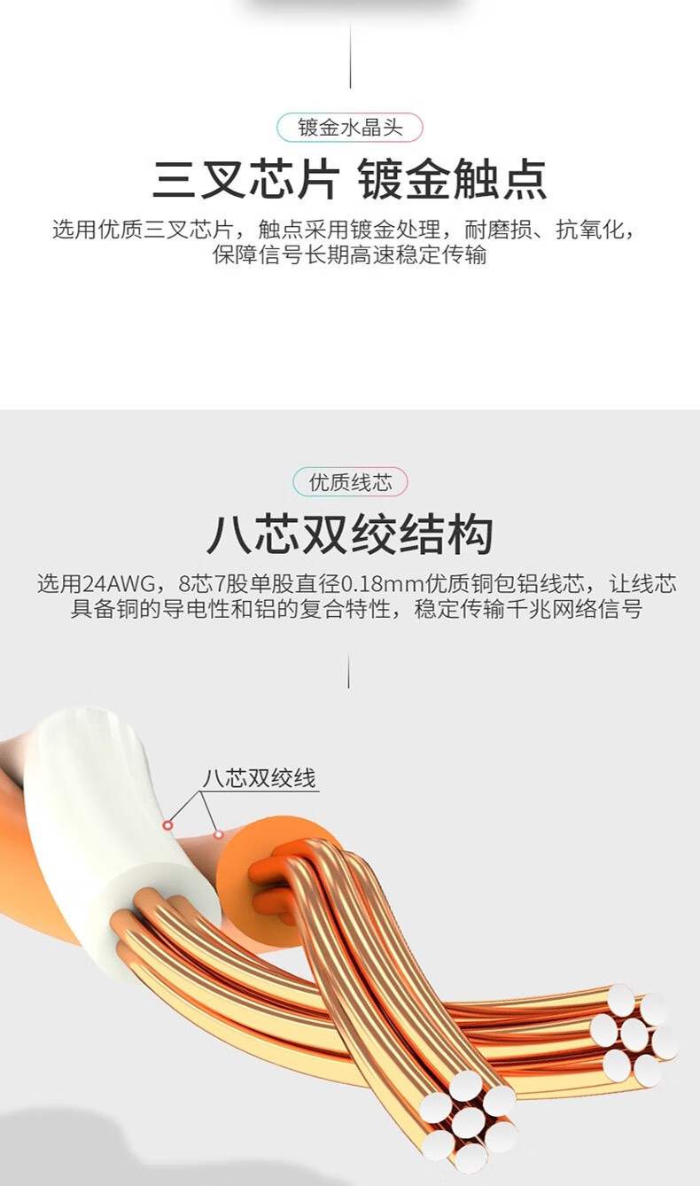 山泽(SAMZHE)六类网线 CAT6类千兆极速8芯双绞 工程家用监控电脑网络跳线成品网线 黑色 TZB-6030 3米