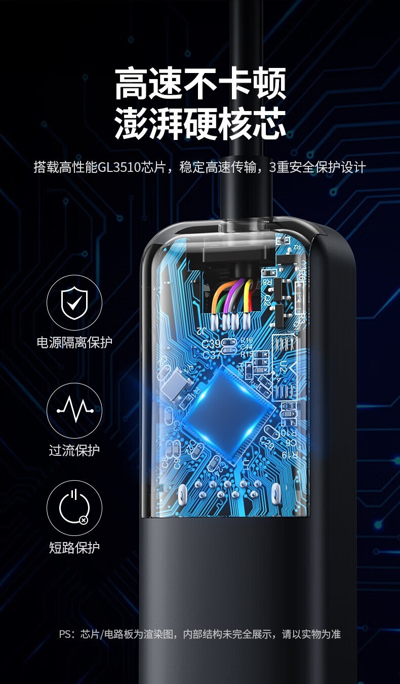 绿联（UGREEN）CM456 USB3.0分线器 高速4口拓展坞 转接头一拖多转换器线 4口USB3.0分线器 1.5米 20488