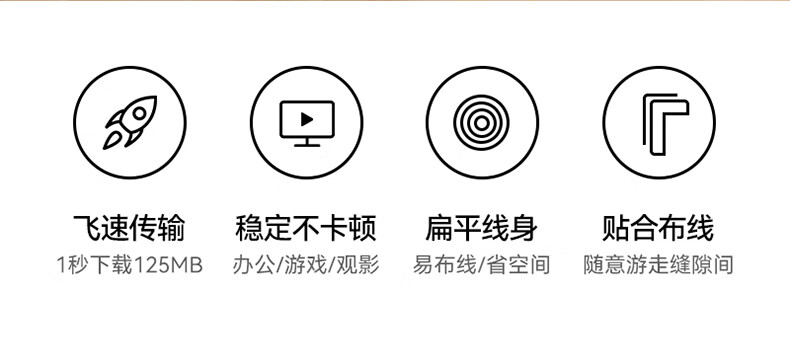 山泽(SAMZHE)六类网线 CAT6类千兆无氧铜扁平网线 电脑宽带家用监控网络连接成品跳线 黑色 HBP602 2米
