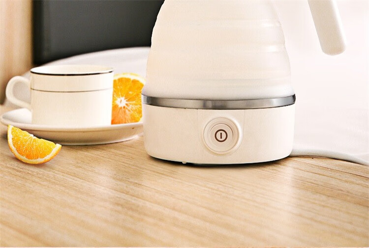 美的（Midea）电水壶/热水瓶0.6L折叠水壶旅行迷你便携式小型家用压缩电热水壶家用外出SH06Simple101白色