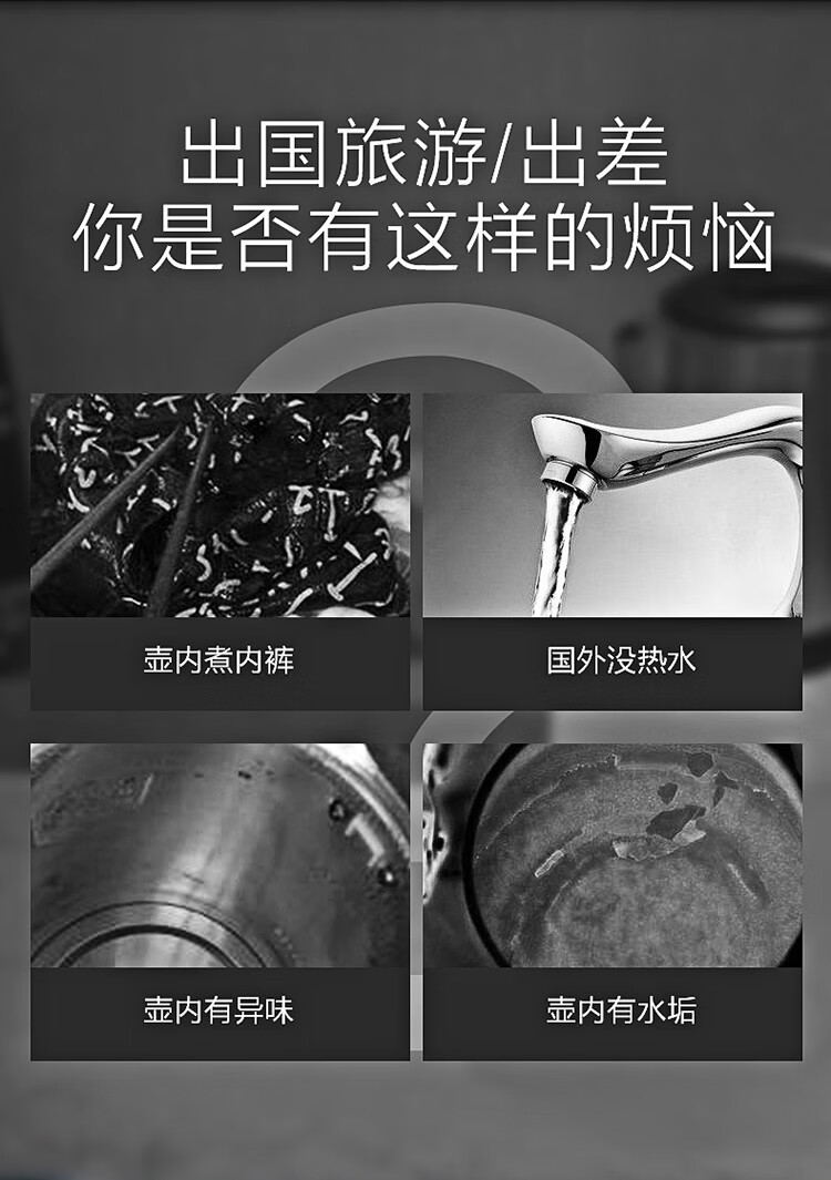 美的（Midea）电水壶/热水瓶0.6L折叠水壶旅行迷你便携式小型家用压缩电热水壶家用外出SH06Simple101白色