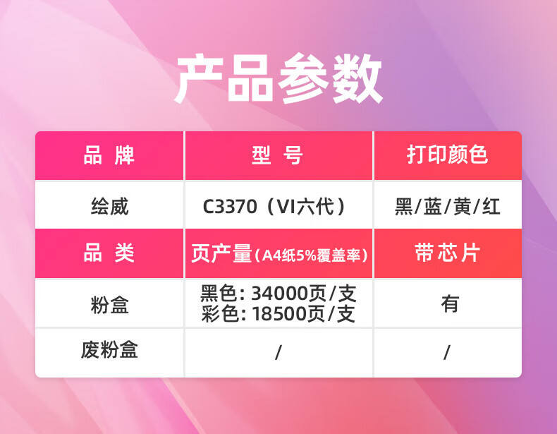 绘威 C3370黑色粉盒(VI六代)适用施乐VI六代 C3370 C3371 C4471 C5571 C6671 C7771打印机墨粉盒VI C2271
