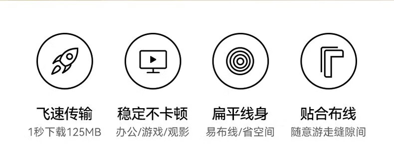 山泽(SAMZHE)六类扁平网线 CAT6类无氧铜千兆八芯双绞镀金 金属头 黑色 BX605H 5米