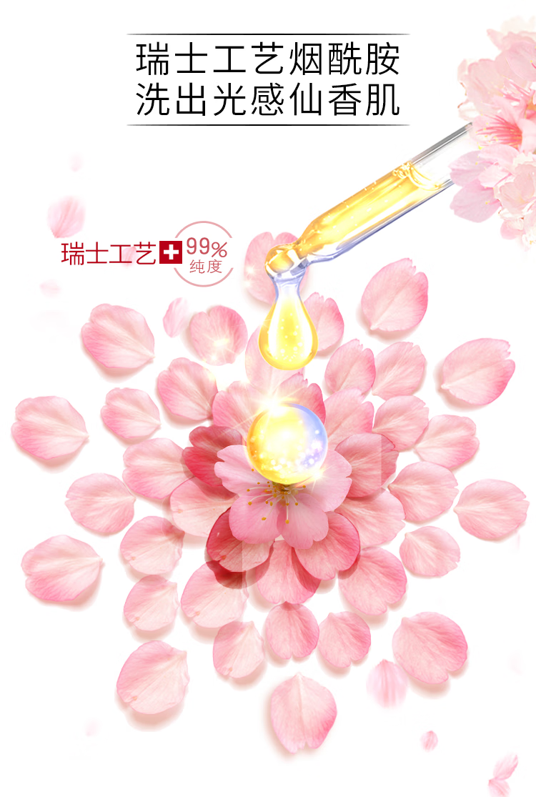 LUX植萃精油香氛沐浴露 樱花香与烟酰胺550g