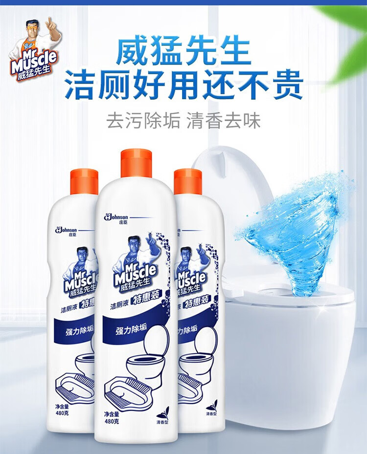 威猛先生洁厕灵 厕所卫生间 马桶除垢去渍去异味 洁厕剂480g*2瓶